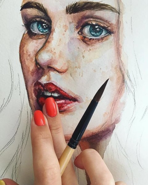Рисование лица акварелью