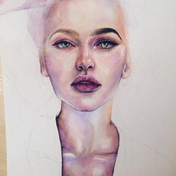 Лицо акварелью