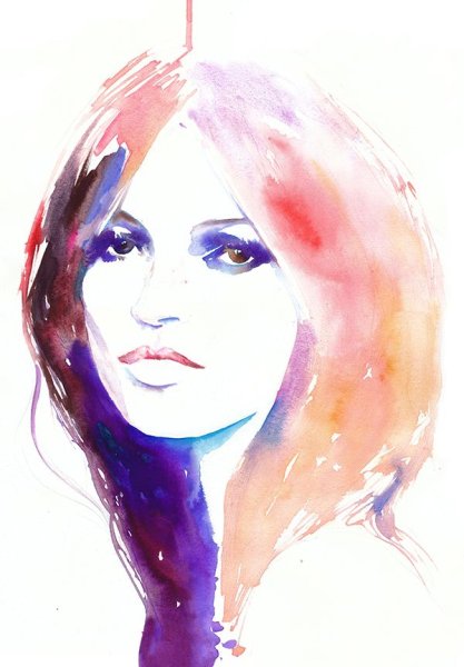 Портрет девушки акварелью для начинающих