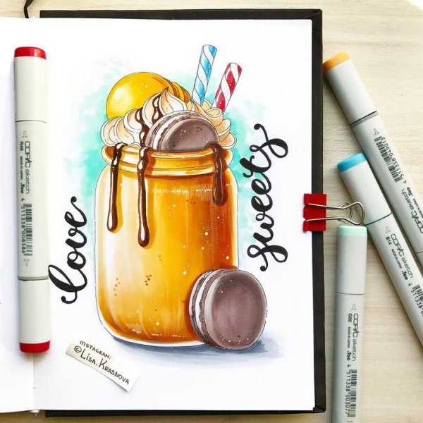 Кофе скетч маркерами