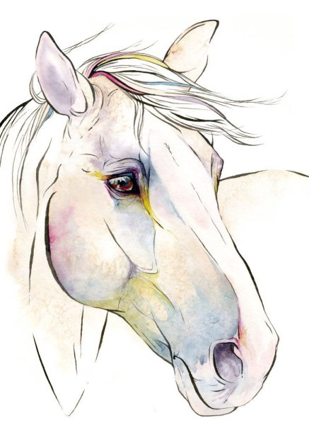 Лошадь акварельными карандашами