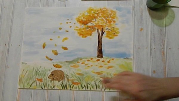 Листопад рисование акварелью для детей