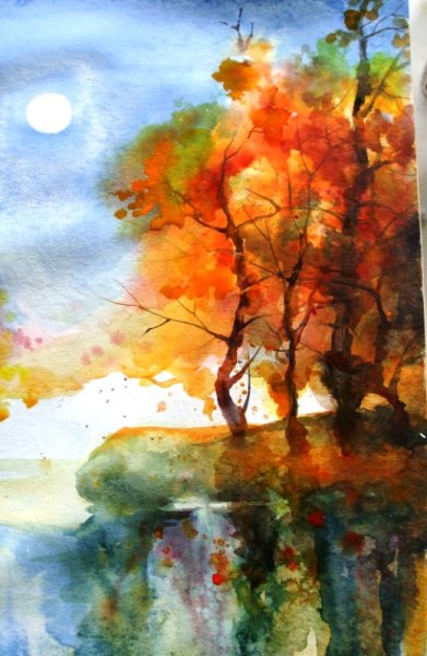 Осенние пейзажи акварелью лёгкие