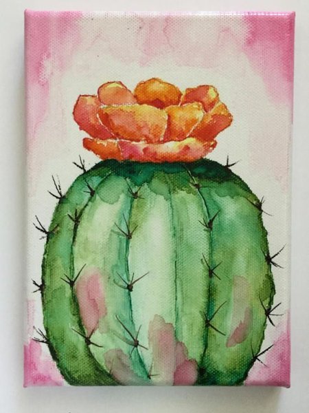 Кактус рисунок акварелью