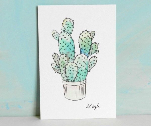 Рисунки маркерами легкие кактусы