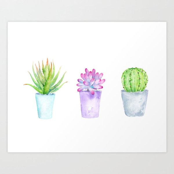Кактус акварели succulent