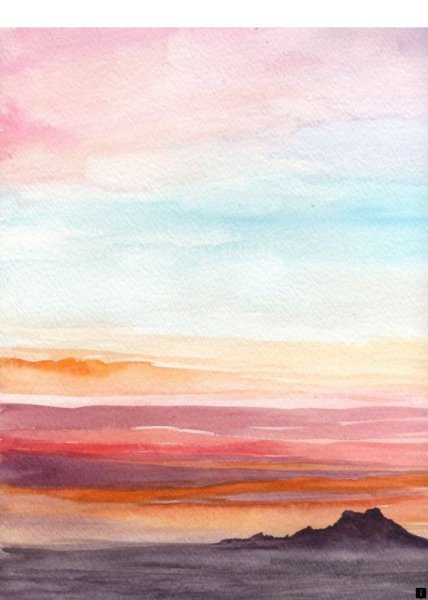 Простой пейзаж акварелью