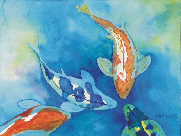 Рисование акварелью рыбы