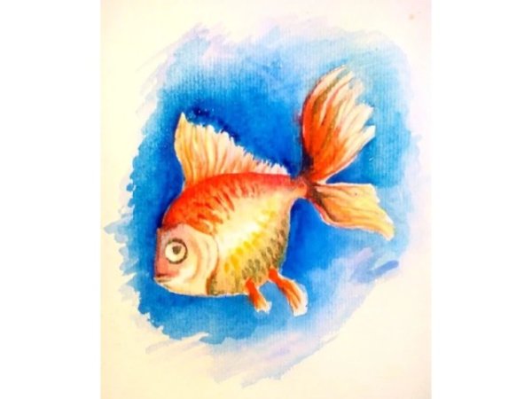 Рыба красками для детей