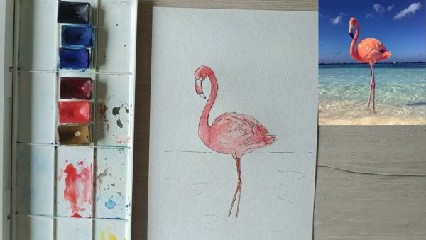 Фламинго красками