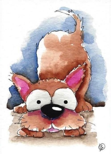 Забавные рисунки акварелью