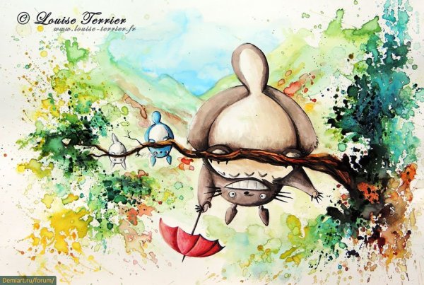 Тоторо Миядзаки акварель