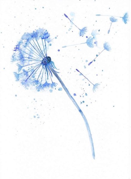 Одуванчики акварелью