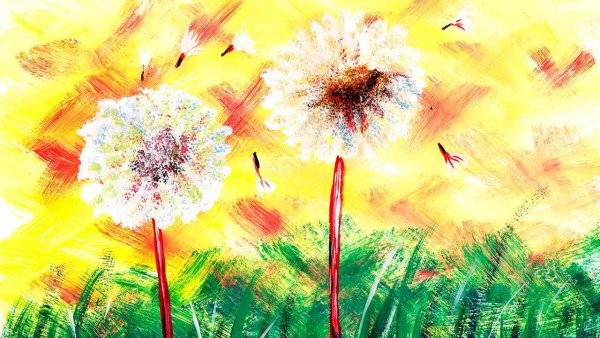 Нарисовать одуванчик акварелью поэтапно