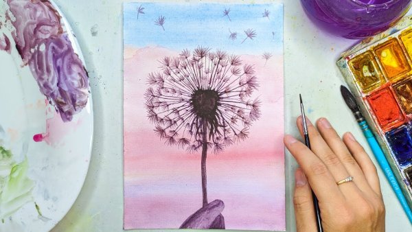 Одуванчик карандашом