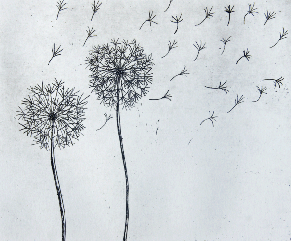 Цветы акварелью и гелевой ручкой