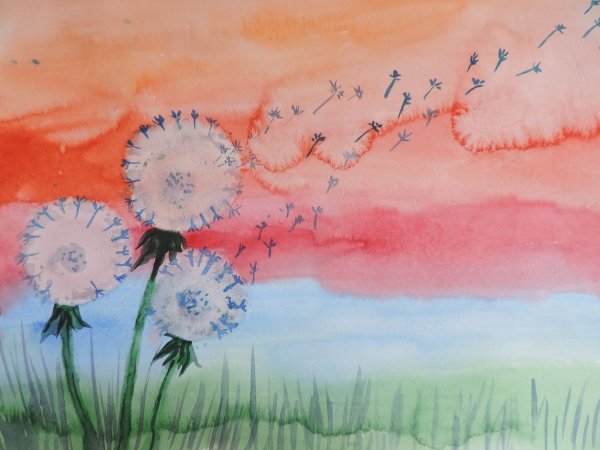 Правополушарное рисование одуванчики