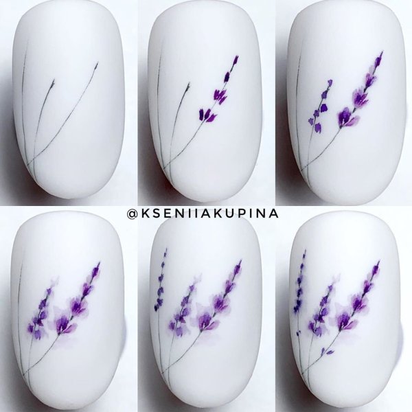 Рисование акварелью на ногтях