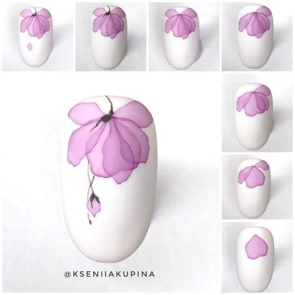 Рисование акварелью на ногтях