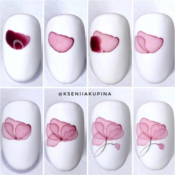 Акварель на ногтях для начинающих