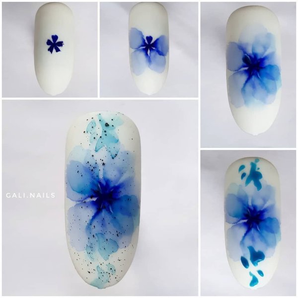 Акварель на ногтях для начинающих
