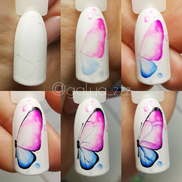 Акварель на ногтях