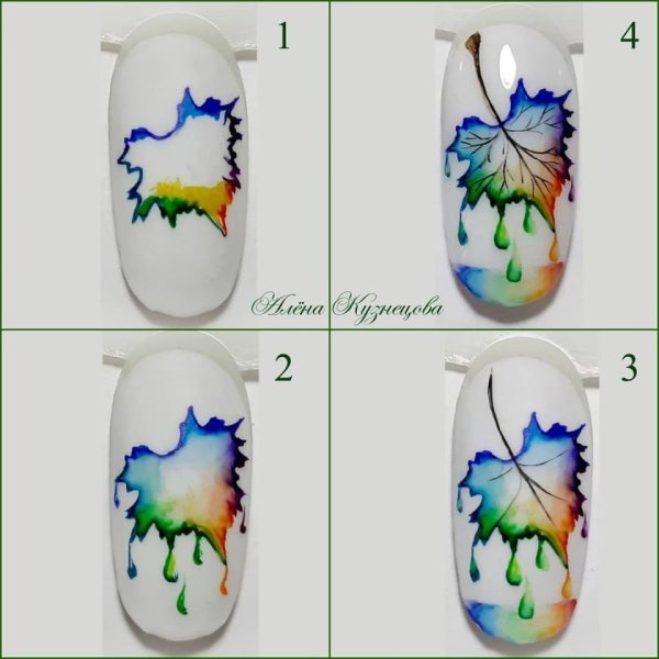 Акварель на ногтях пошагово