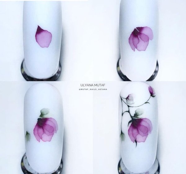 Рисование акварелью на ногтях для начинающих