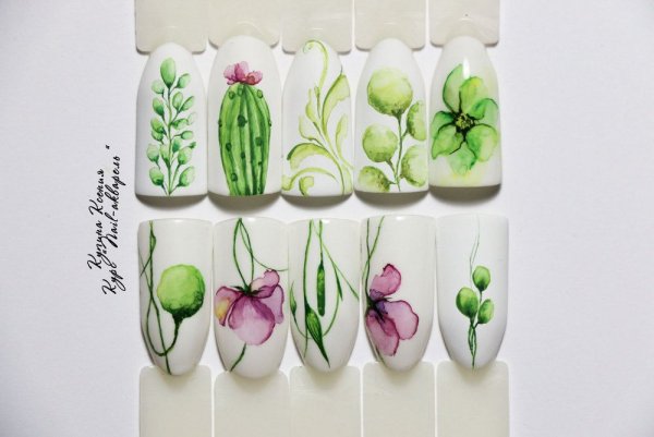 Акварель на ногтях для начинающих