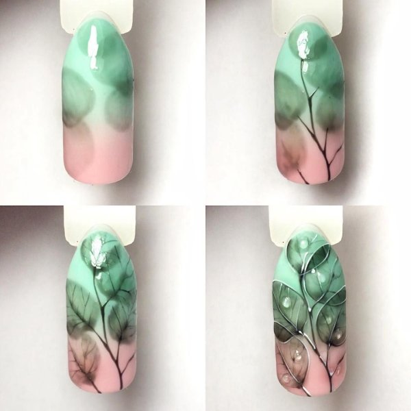 Фрукты акварелью на ногтях