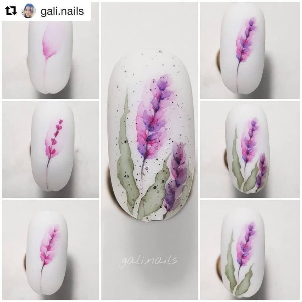 Акварель на ногтях пошагово