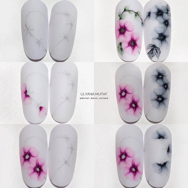 Акварель на ногтях для начинающих