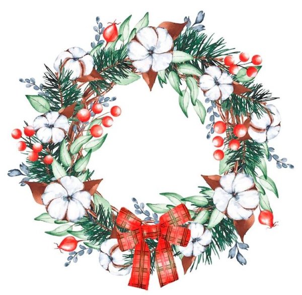 Акварельные новогодние венки