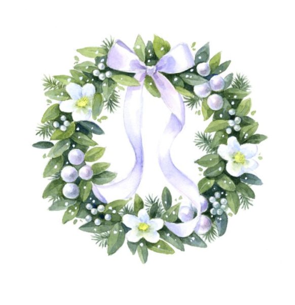 Новогодние открытки венок печать