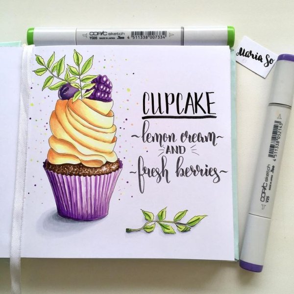 Капкейк скетч маркерами
