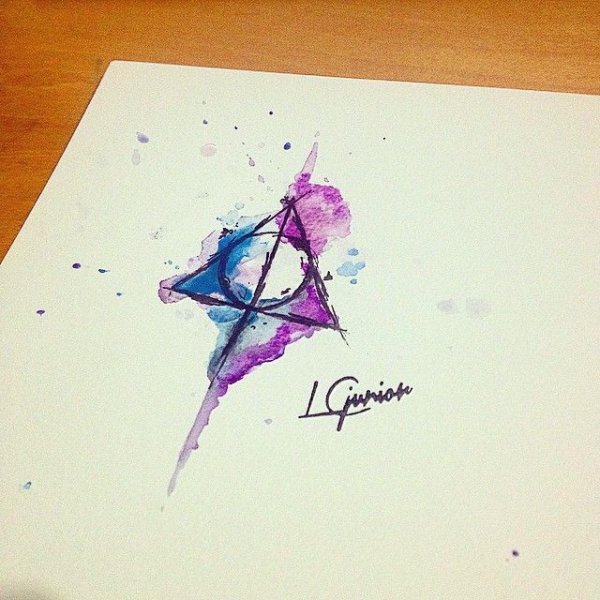 Тату Гарри Поттер акварель