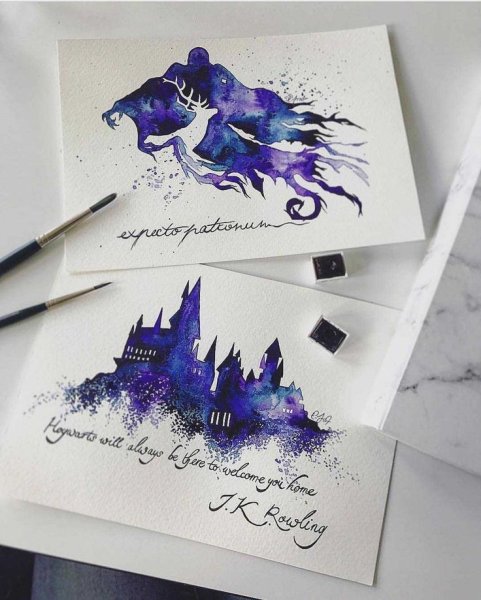 Акварельные скетчи Гарри Поттер