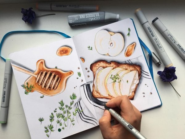 Торт скетчинг маркерами