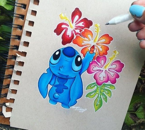 Рисунки фломастерами Стич