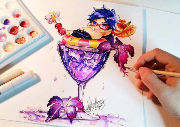 Рисование из фломастеров коктейли