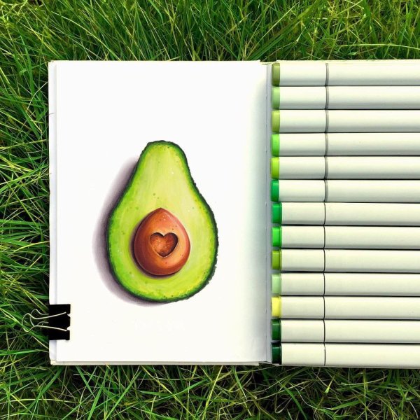 Авокадо рисунок маркерами