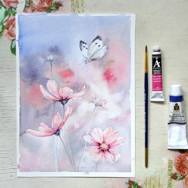 Перламутр акварелью