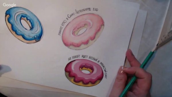 Урок рисования пончик