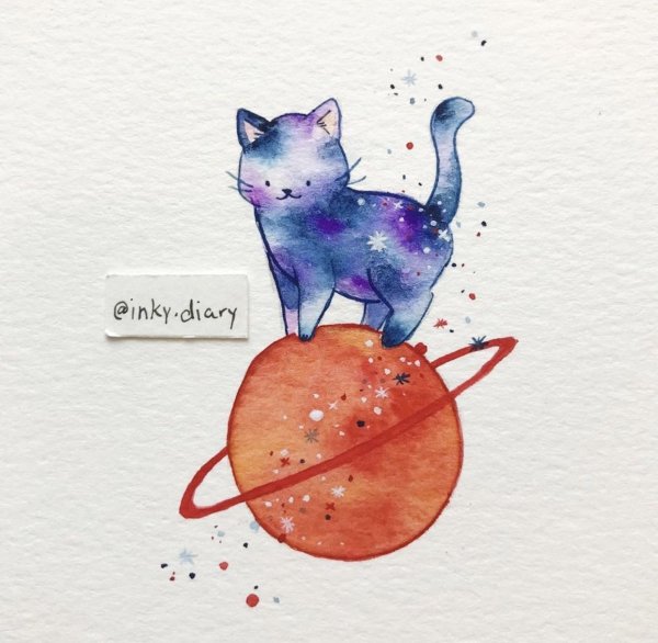 Рисунки акварелью котики лёгкие