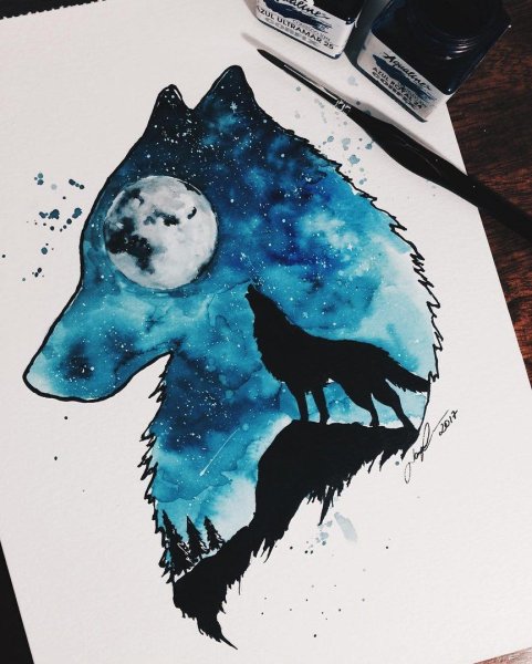 Акварельные силуэты животных