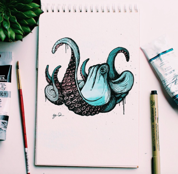 Скетчи маркерами животные