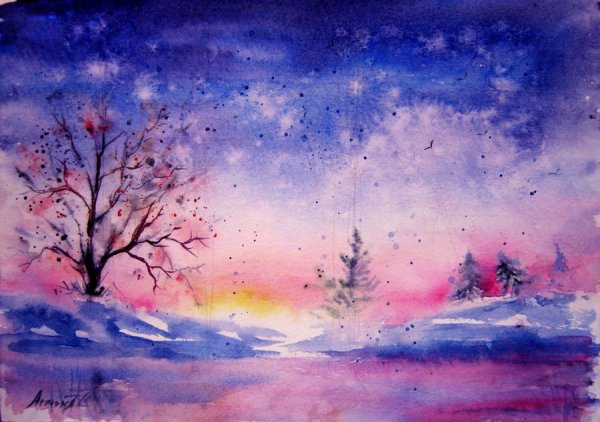 Рисунки красками простые легкие