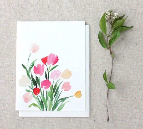 Открытки на 8 марта акварелью