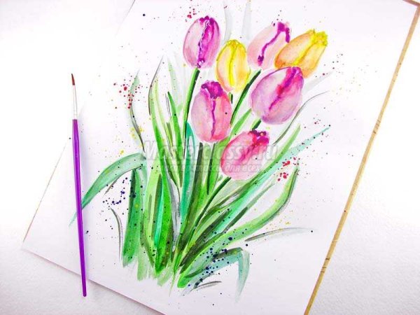 Рисунки на 8 марта легкие акварелью