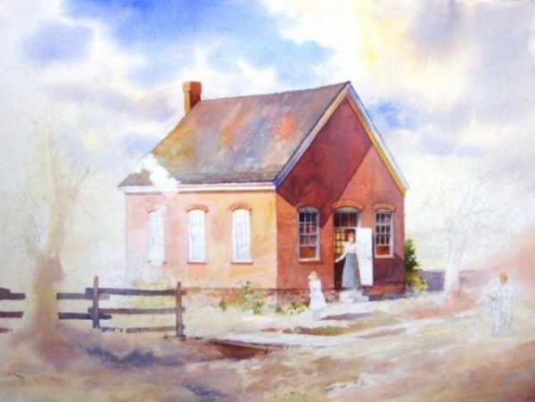 Домик акварель